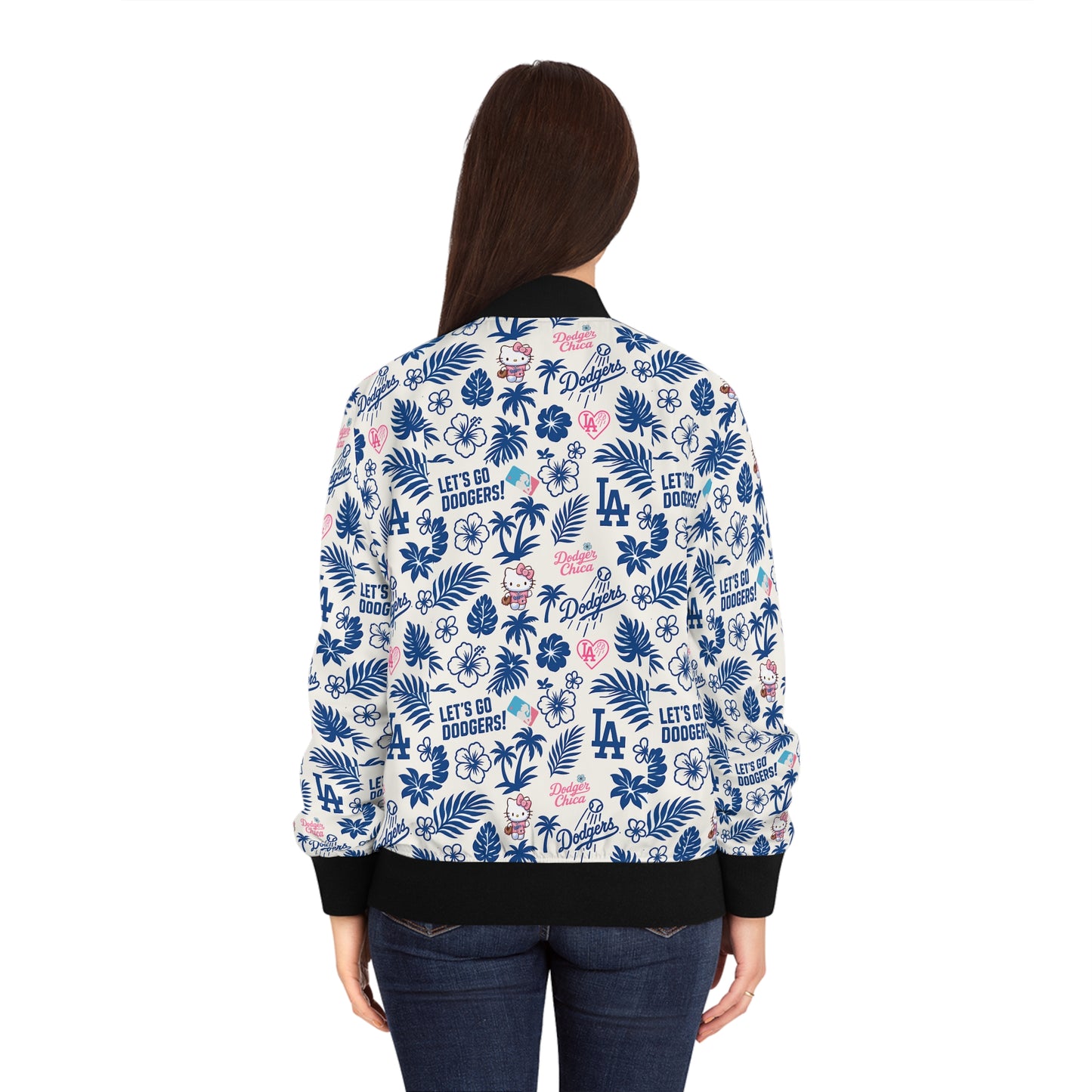 Los Angeles Dodgers - Women's Hawaiian Style Bomber Jacket - White