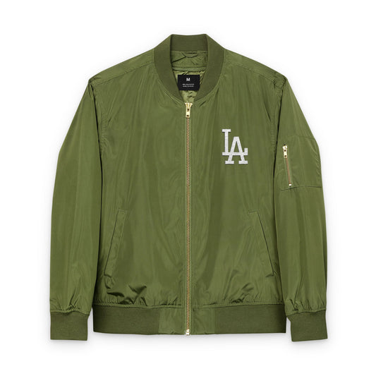 Eco-Friendly Dodgers Embroidered Bomber Jacket - Stylish and Sustainable Outerwear