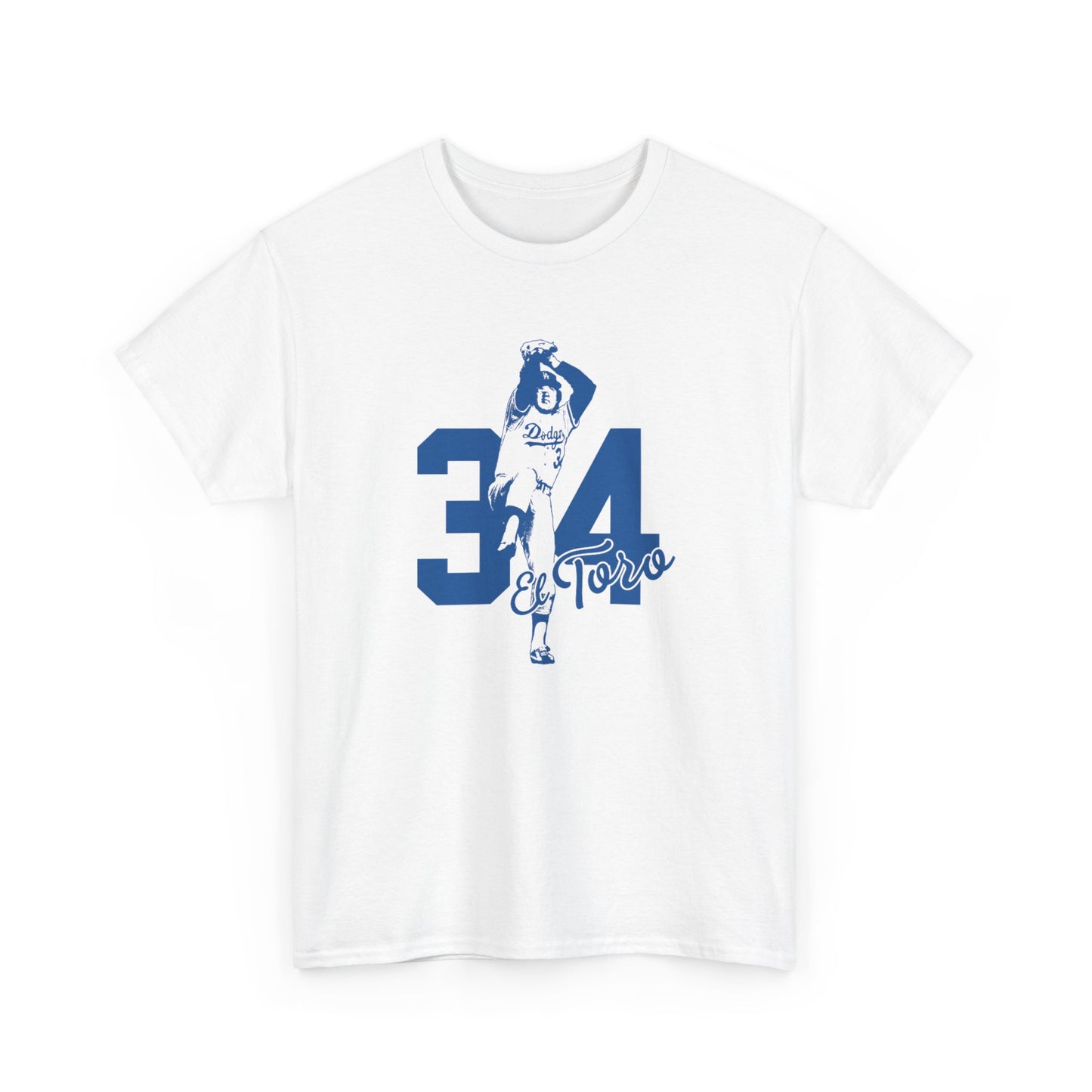 Dodgers -Unisex Fernando Valenzuela Heavy Cotton Tee - El Toro 34 Baseball Graphic Tee