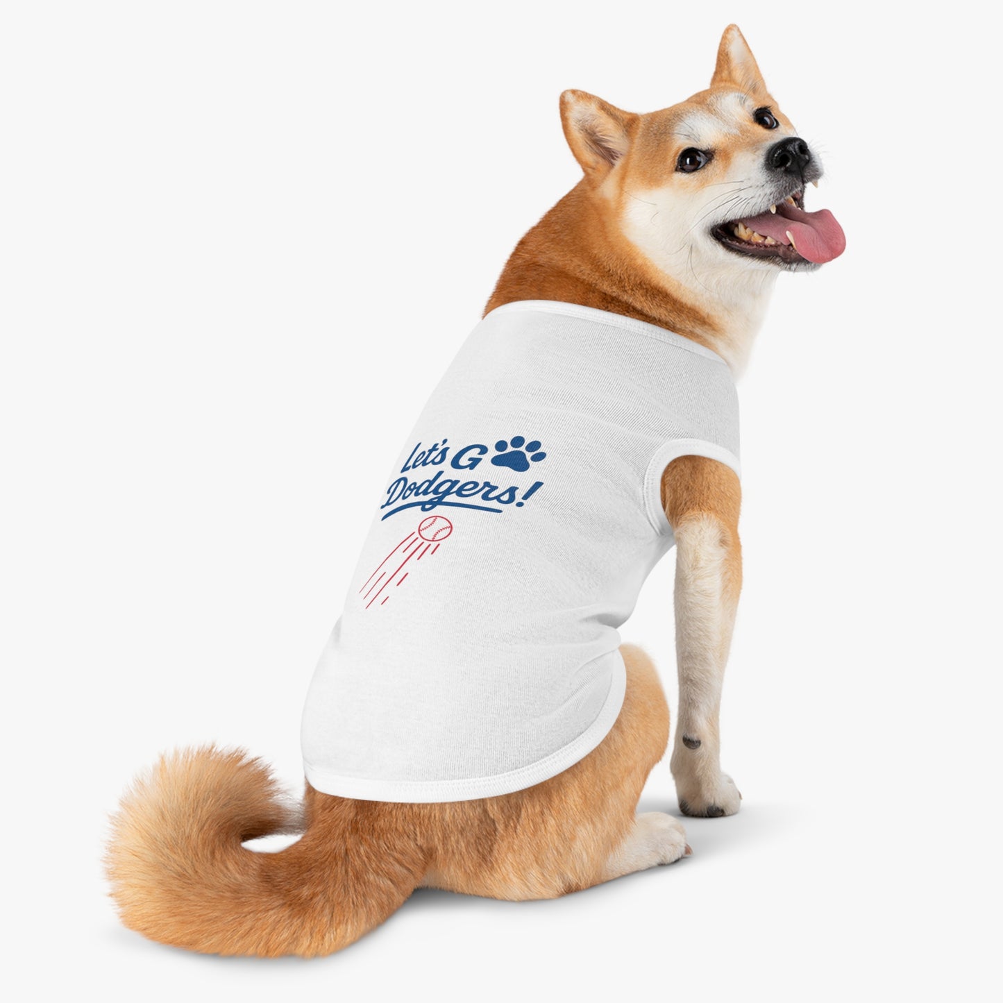 Let's Go Dodgers!  Dog Tank Top - Baseball Pet Apparel - Dodgers