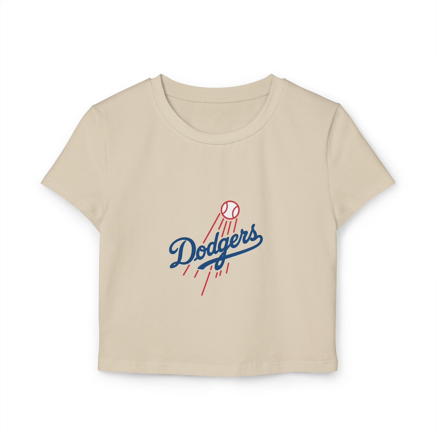Women's Dodgers Graphic Belly Tee - Casual Baseball Style for Trendy Fans