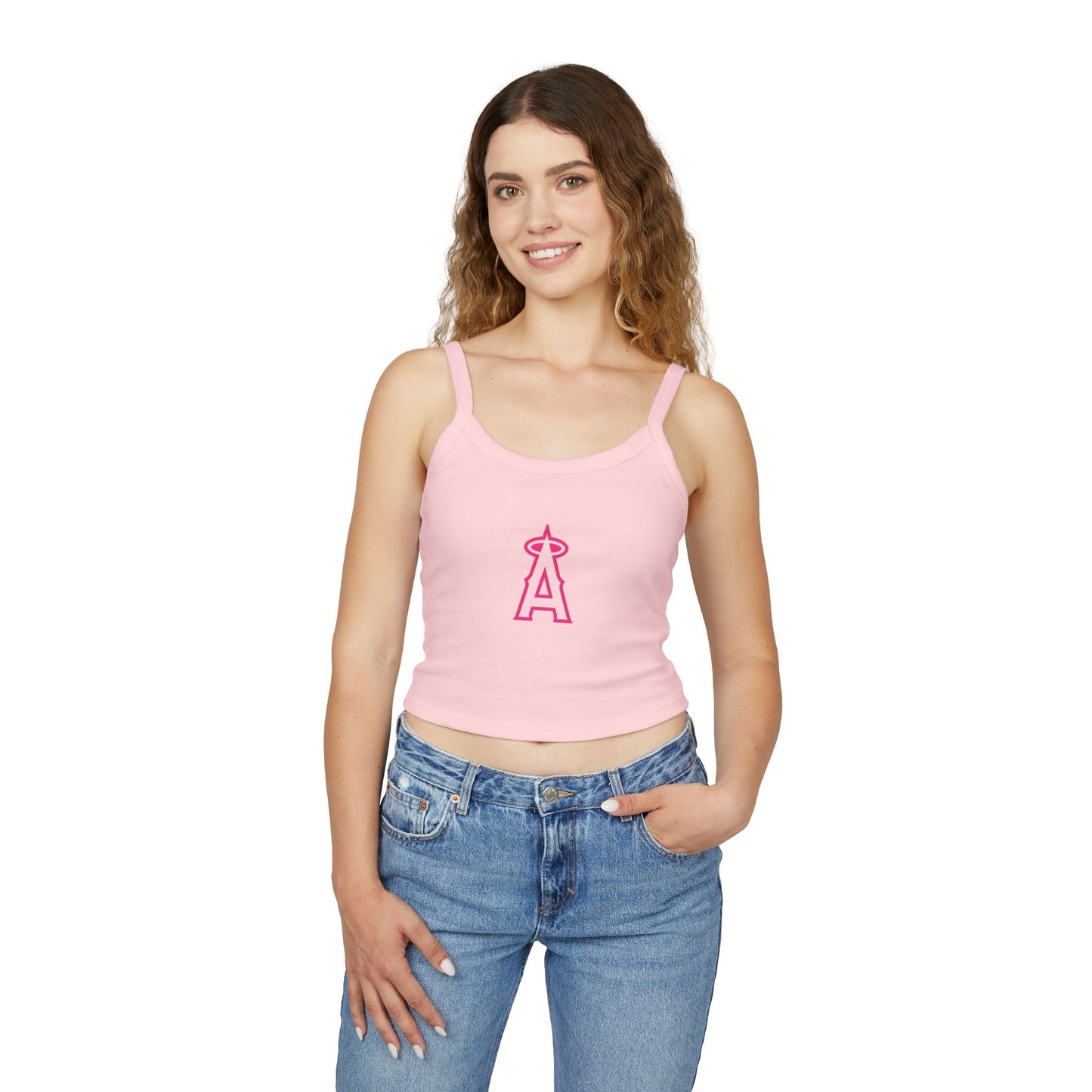 Angels Baseball Spaghetti Strap Tank Top with Pink Logo