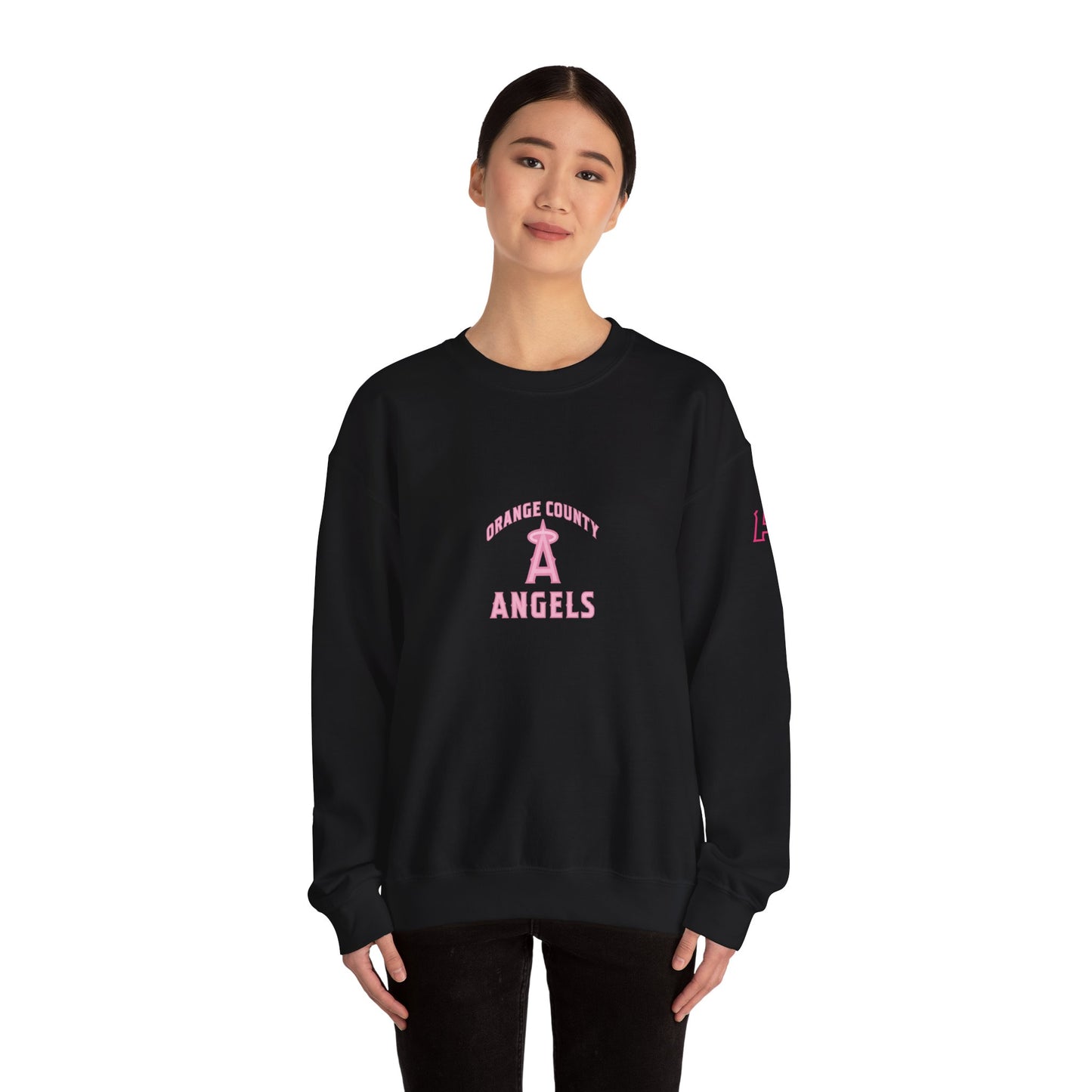 Pink Logo Orange County Angels Unisex Heavy Blend™ Crewneck Sweatshirt - Original Design