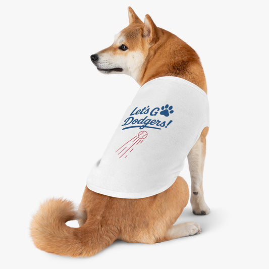 Let's Go Dodgers!  Dog Tank Top - Baseball Pet Apparel - Dodgers