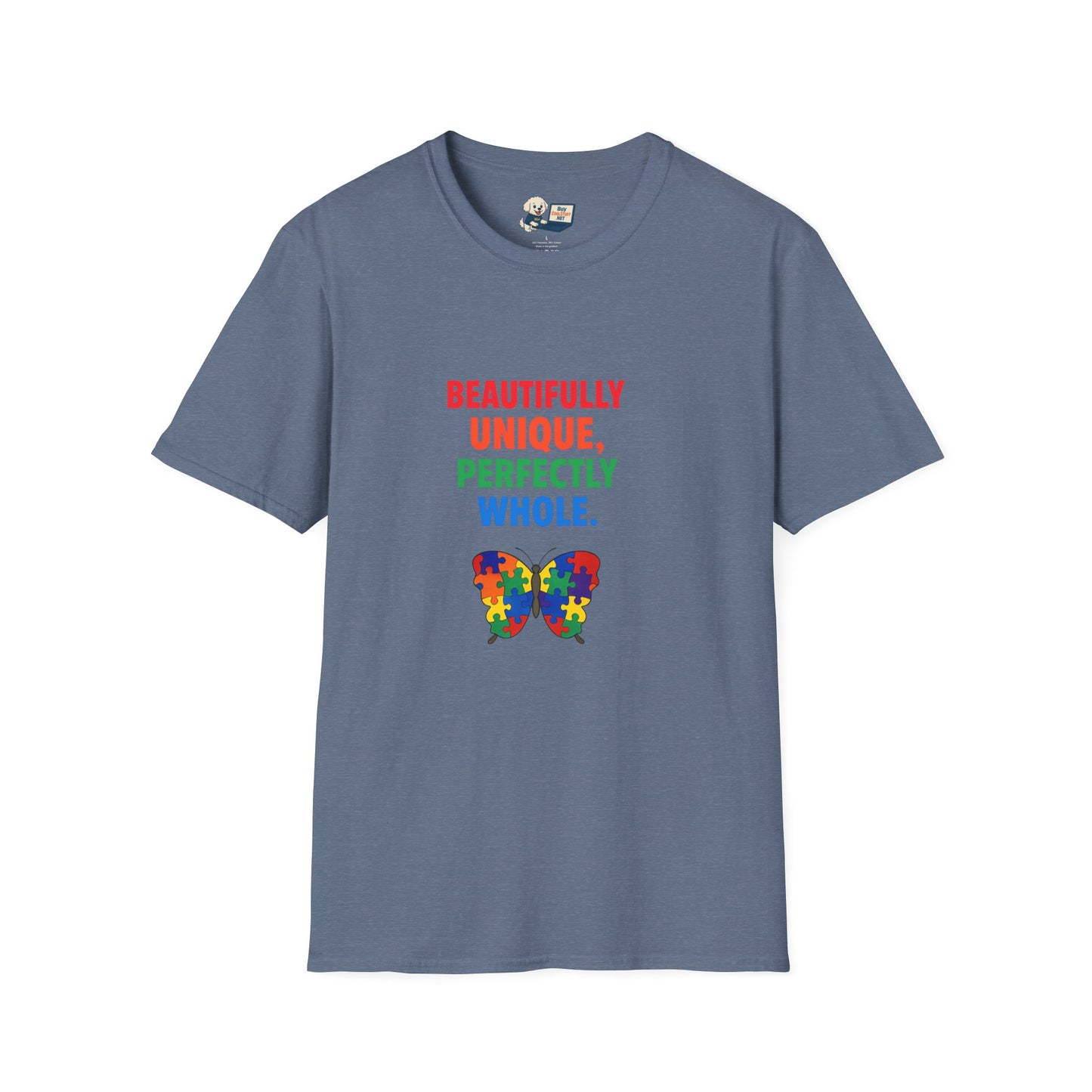 Autism Awareness - "Rainbow Puzzle Piece Butterfly" - Unisex Softstyle T-Shirt (Various Colors)