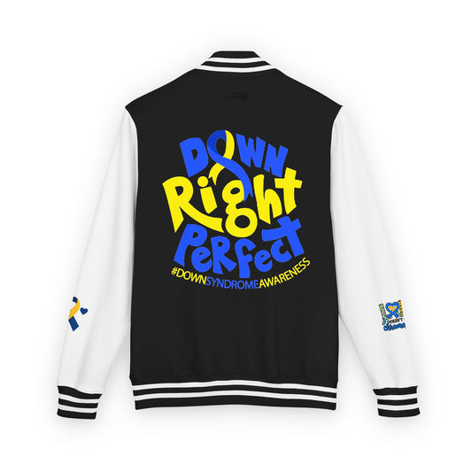 Down Syndrome Awareness - "Down Right Perfect!" - Unisex Heavyweight Letterman Jacket (Various Colors!)