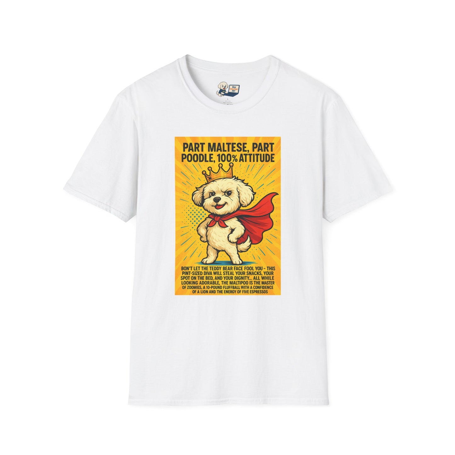 Maltipoo "Superhero" Unisex Softstyle T-Shirt – Perfect Gift for Dog Lovers!