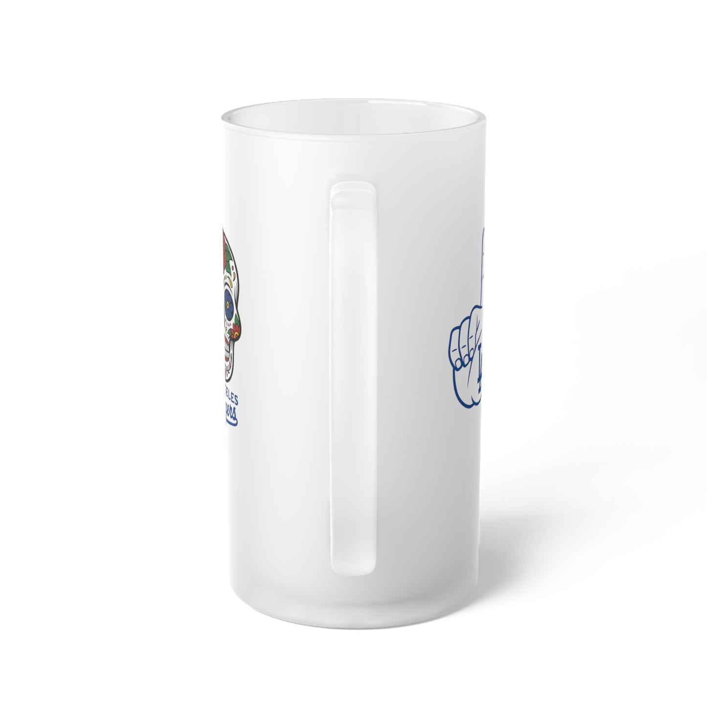 Custom Dodgers Frosted Glass Beer Mug – Perfect for Sports Fans and Celebrations