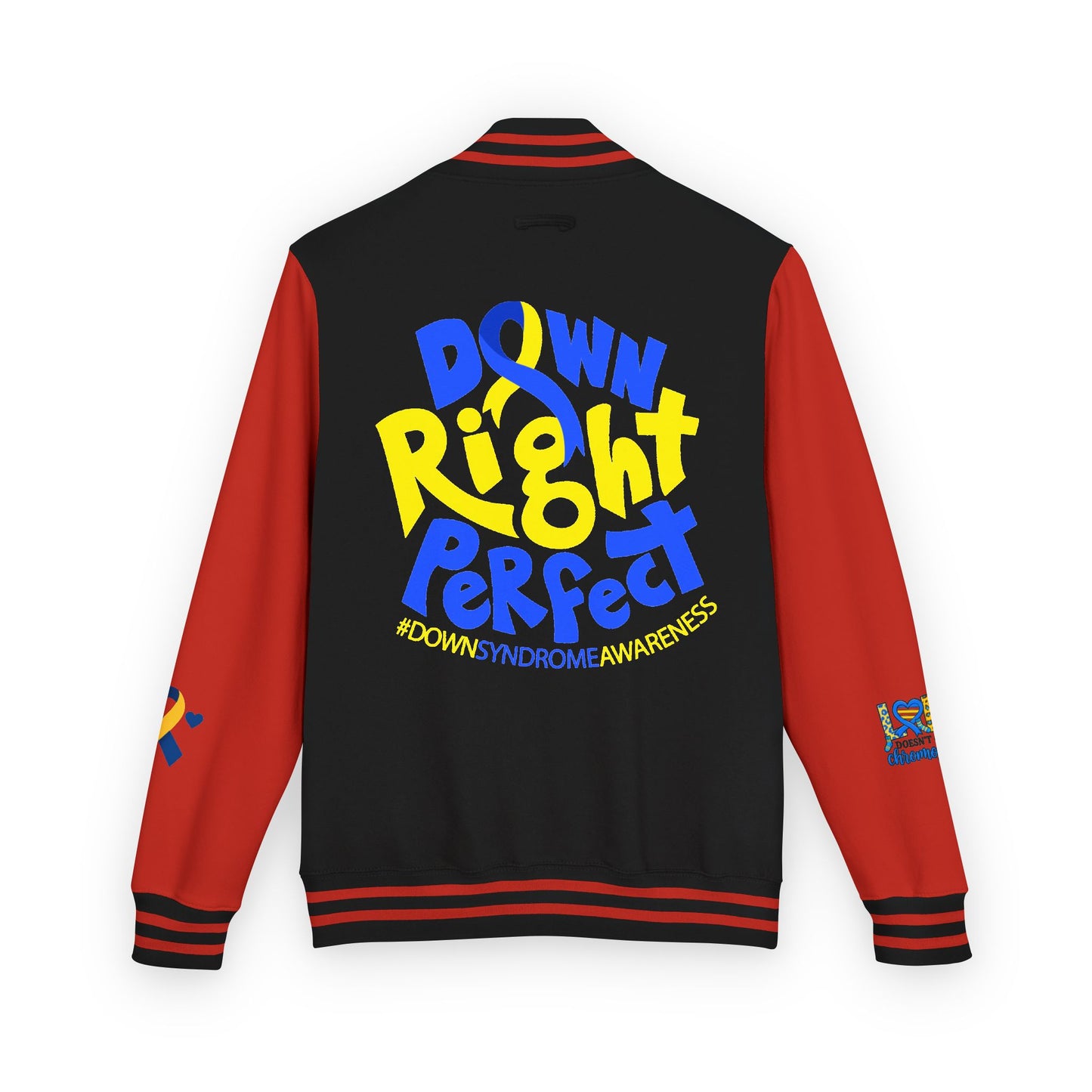 Down Syndrome Awareness - "Down Right Perfect!" - Unisex Heavyweight Letterman Jacket (Various Colors!)