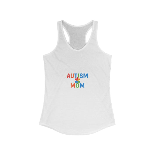 Autism Awareness - "Autism Mom" Racerback Tank - Supportive Women's Activewear