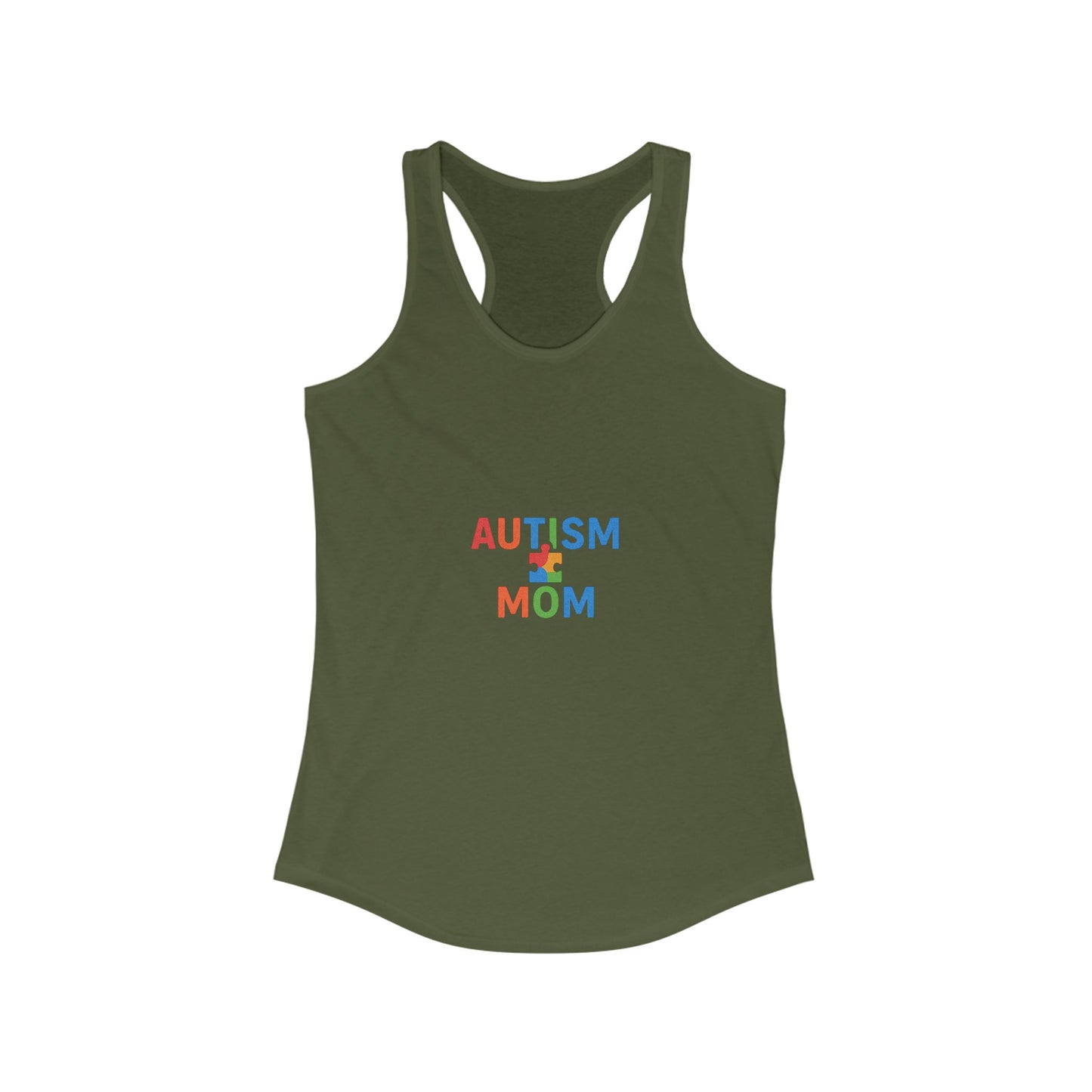 Autism Awareness - "Autism Mom" Racerback Tank - Supportive Women's Activewear