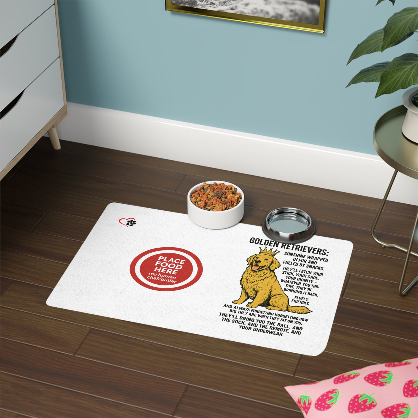 Golden Retriever - Pet Food Mat - Fun Dog Feeding Mat