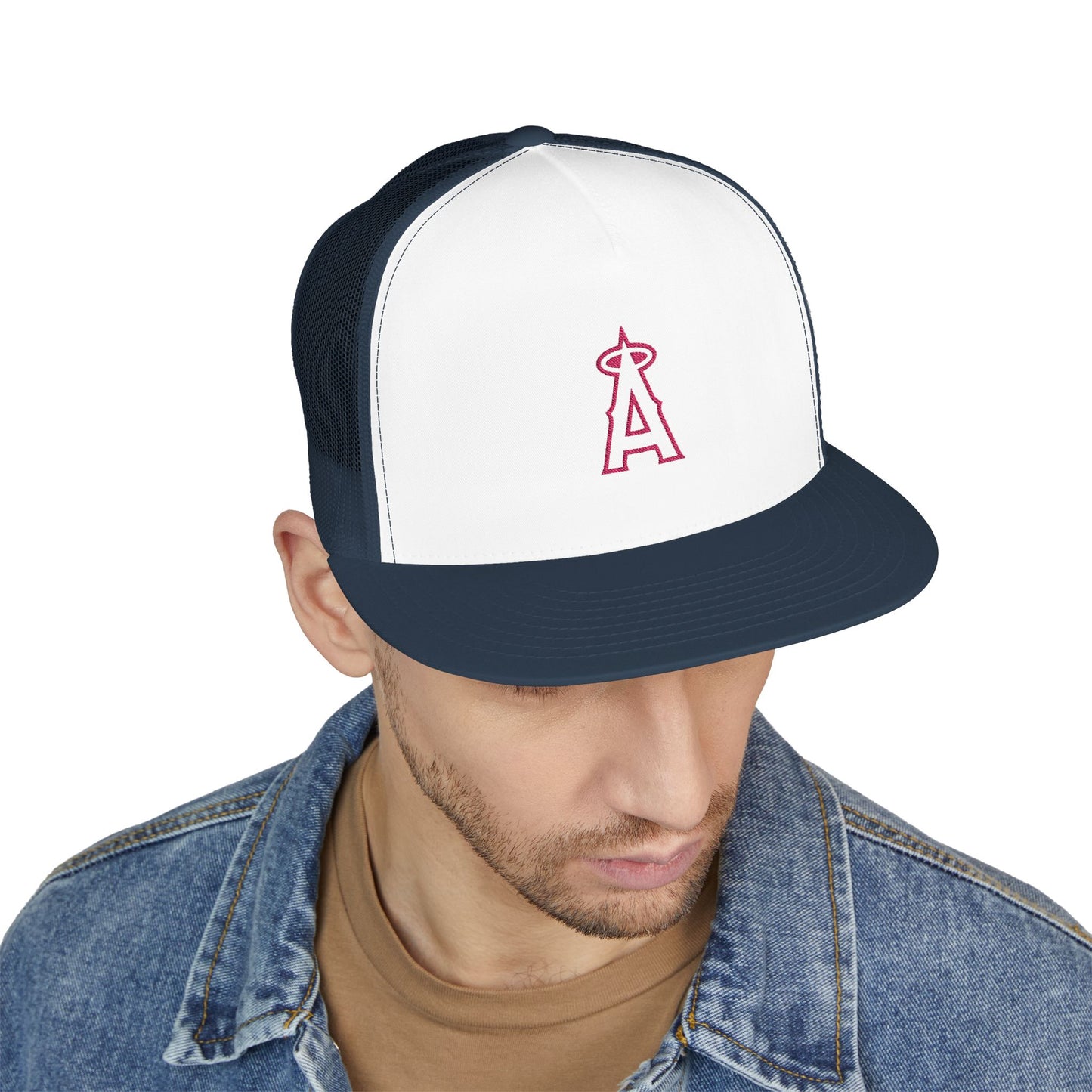 Angels Pink Logo Embroidered 5 Panel Trucker Cap - Stylish Casual Hat