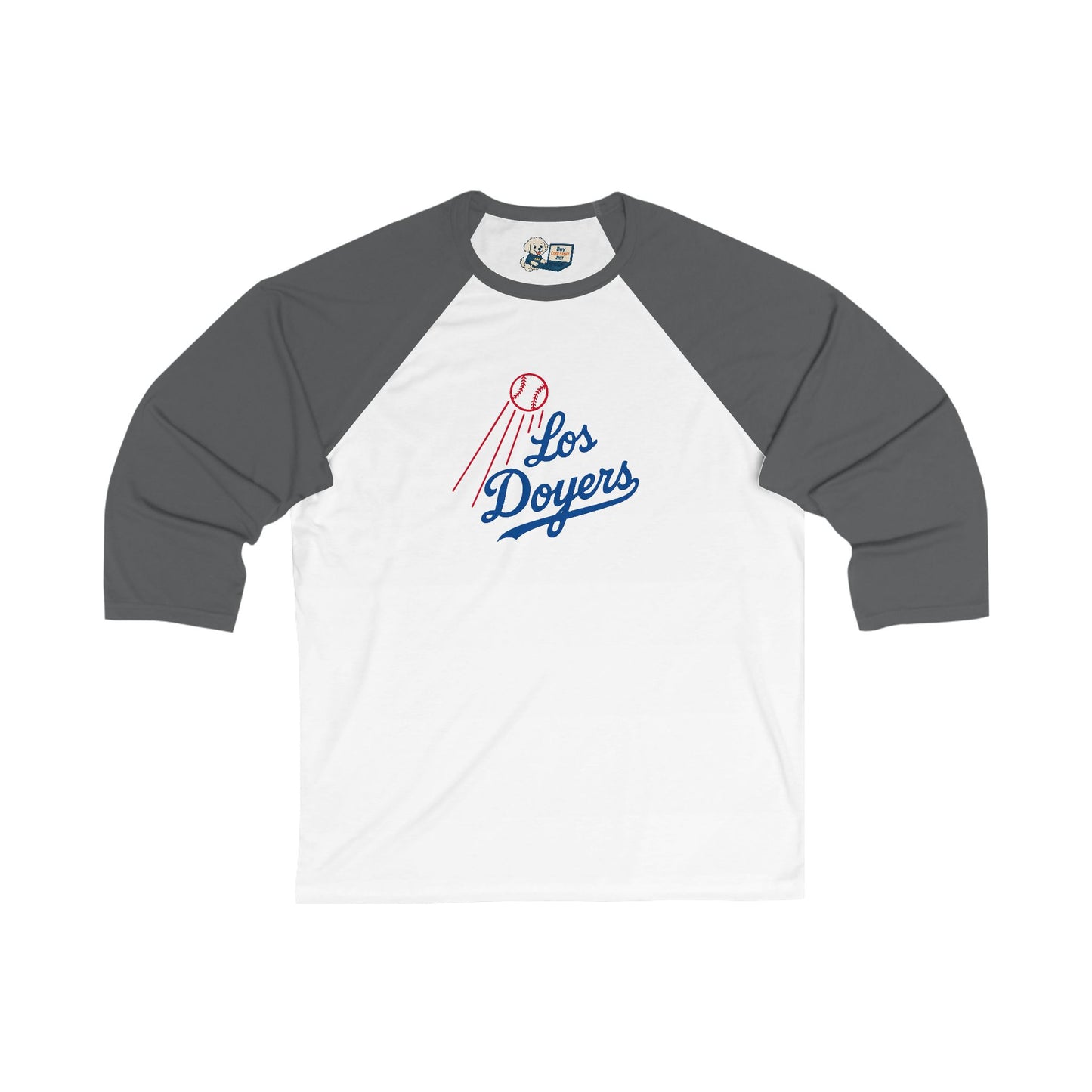 Los Doyers Unisex 3/4 Sleeve Baseball Tee - with L.A. Fingers on Back