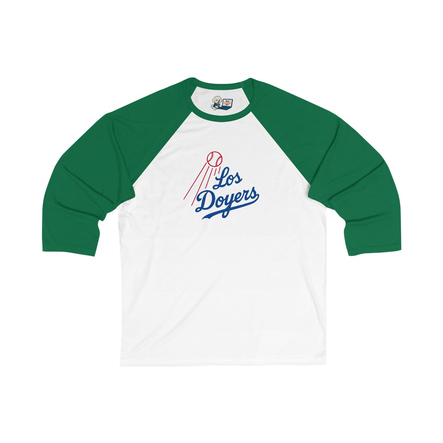 Los Doyers Unisex 3/4 Sleeve Baseball Tee - with L.A. Fingers on Back