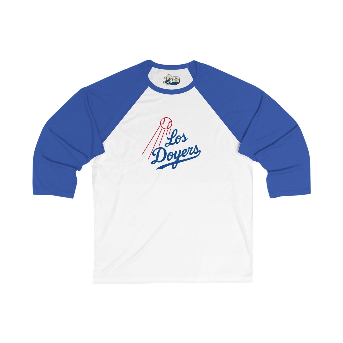 Los Doyers Unisex 3/4 Sleeve Baseball Tee - with L.A. Fingers on Back