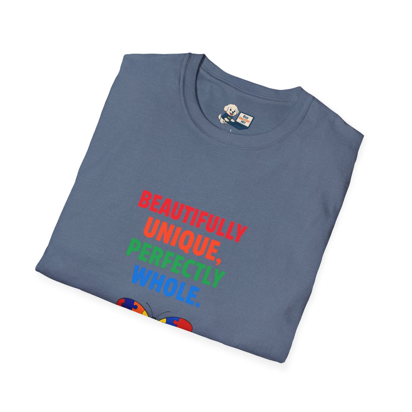 Autism Awareness - "Rainbow Puzzle Piece Butterfly" - Unisex Softstyle T-Shirt (Various Colors)