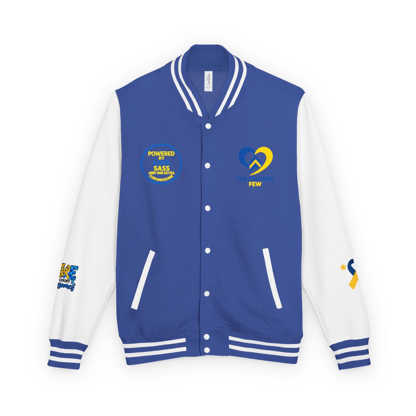 Down Syndrome Awareness - "Down Right Perfect!" - Unisex Heavyweight Letterman Jacket (Various Colors!)