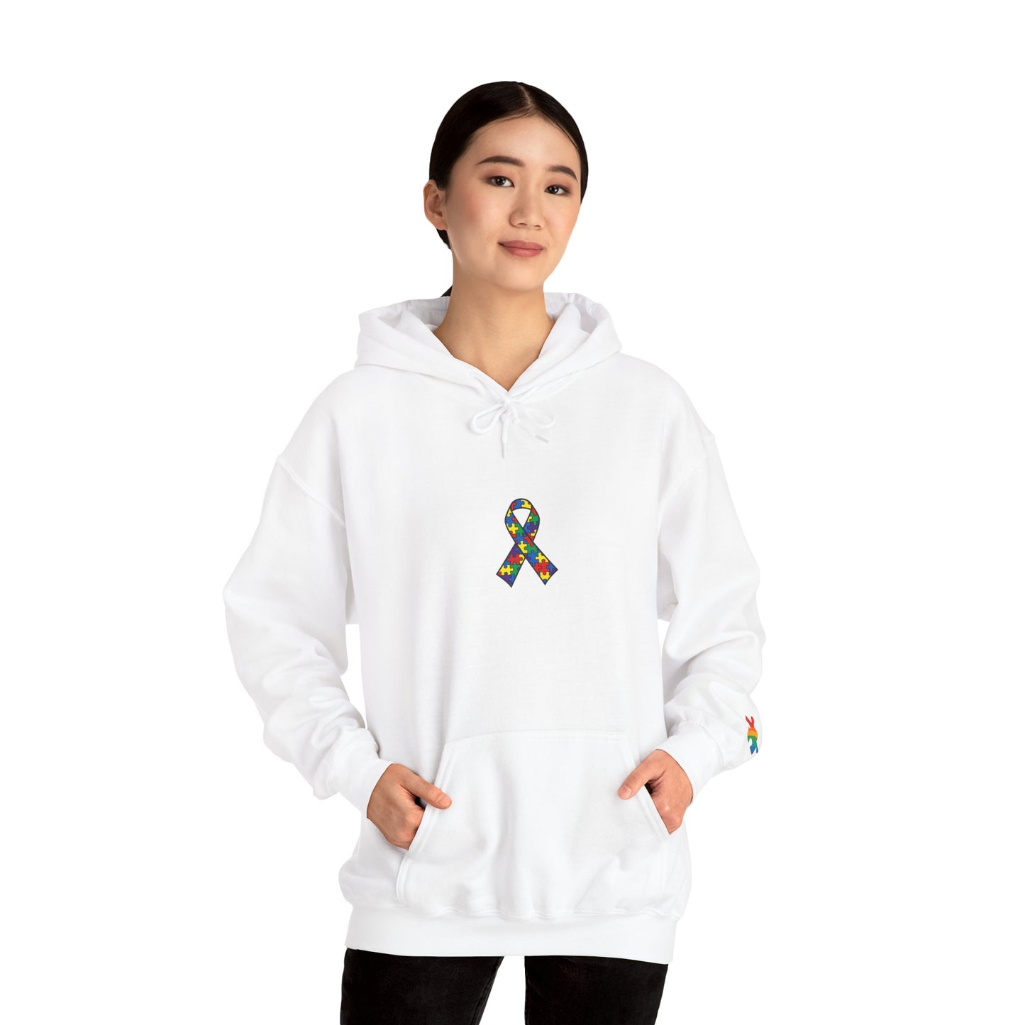 Autism Awareness - Unisex Hooded Sweatshirt - Colorful Ribbon Design