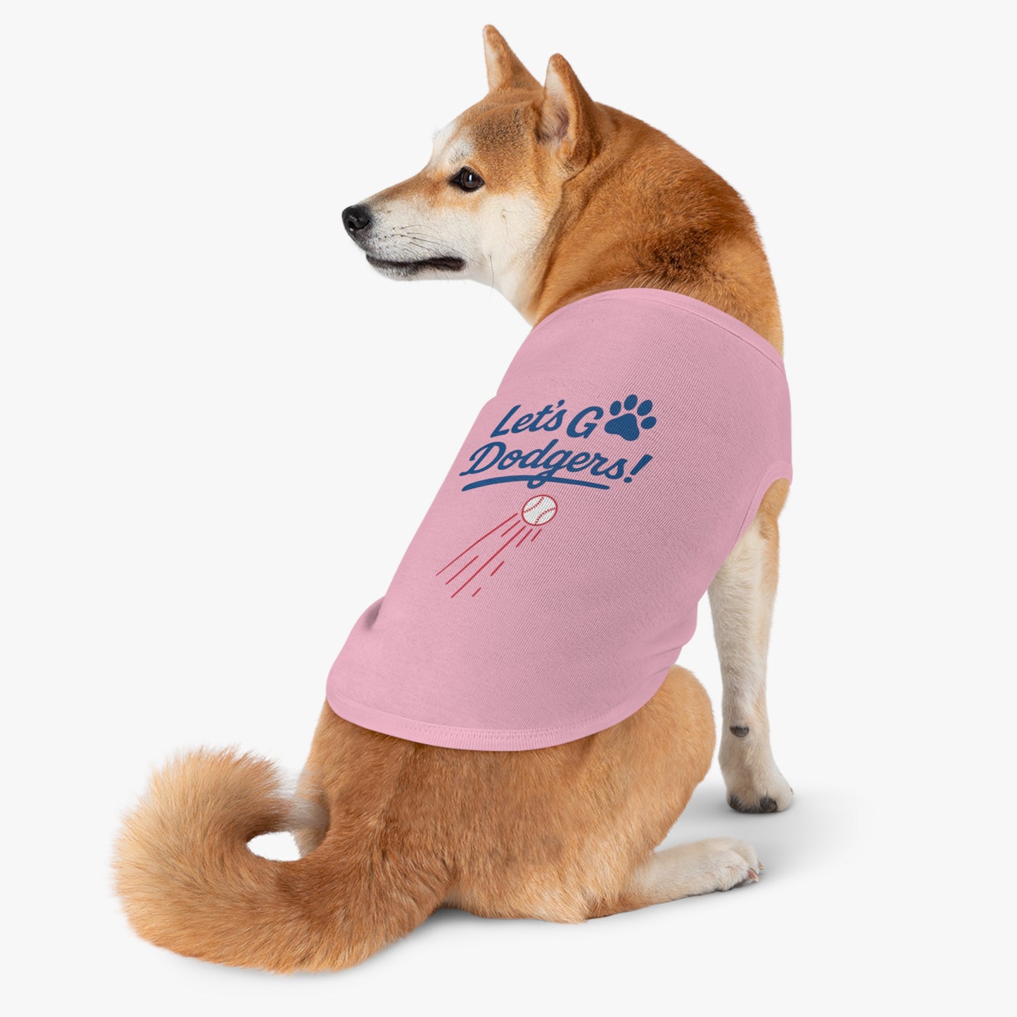 Let's Go Dodgers!  Dog Tank Top - Baseball Pet Apparel - Dodgers