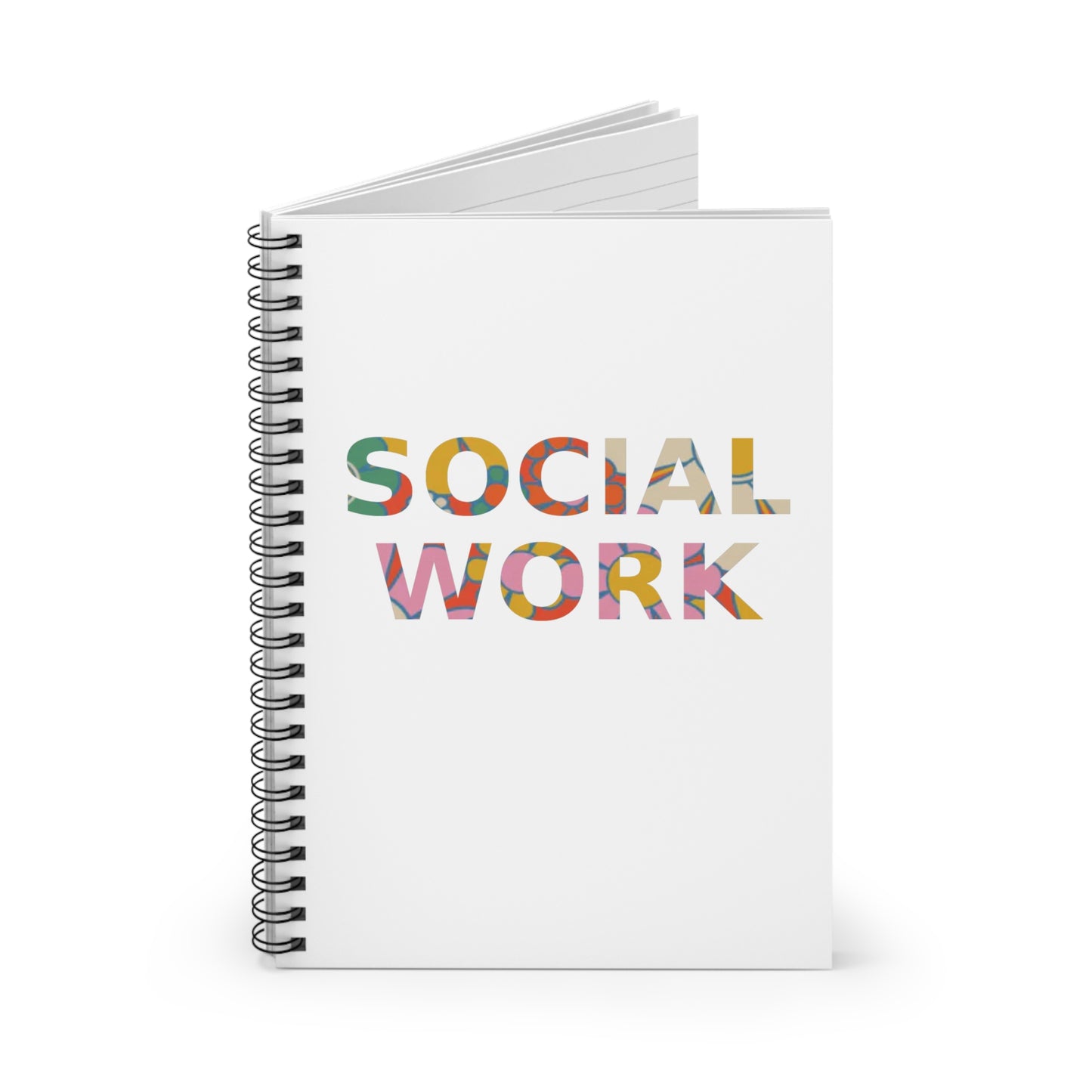 Social Work "Flower Letters" - Spiral Notebook - Perfect for Students & Professionals