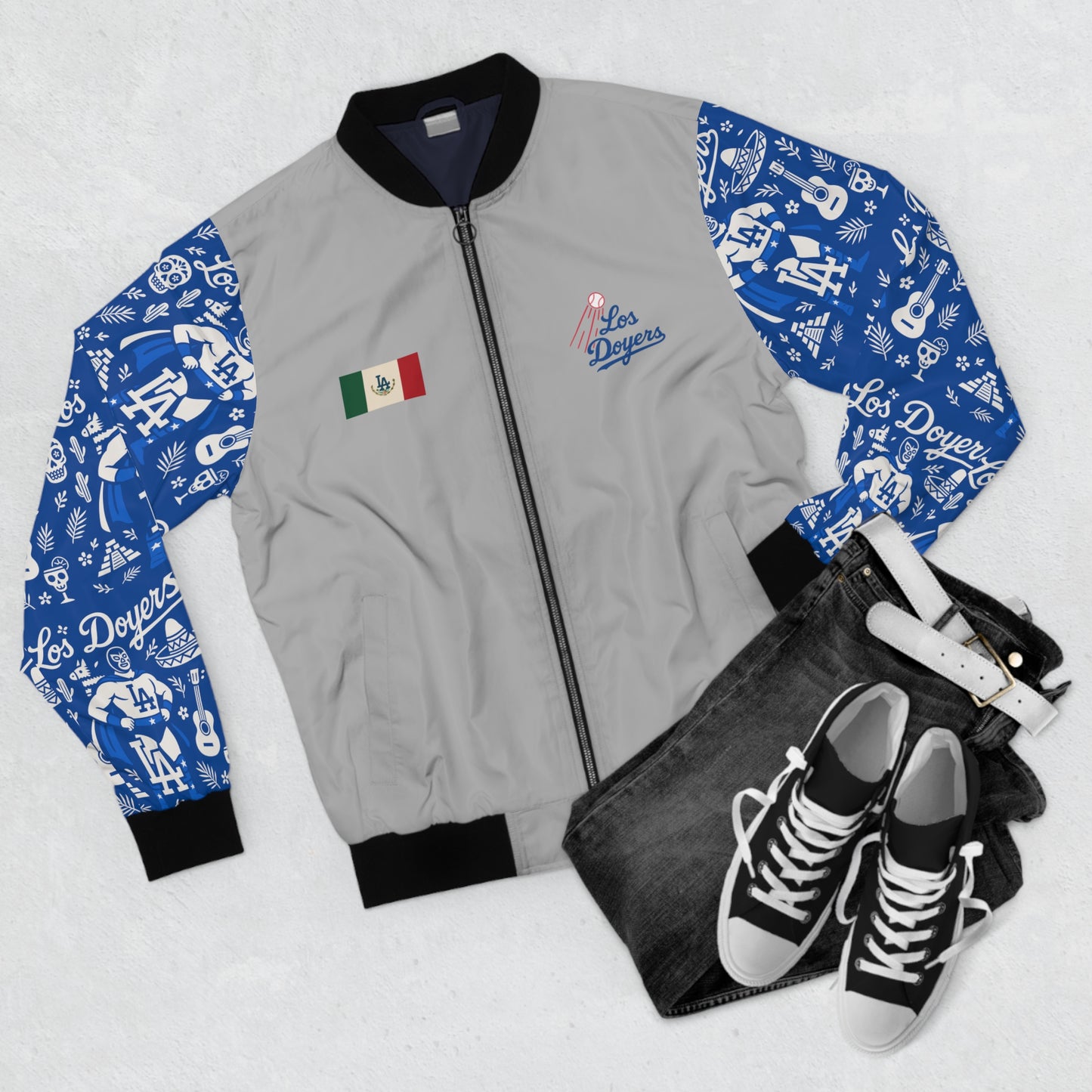Dodgers - Los Doyers - Mexican Players Bomber Jacket - Grey