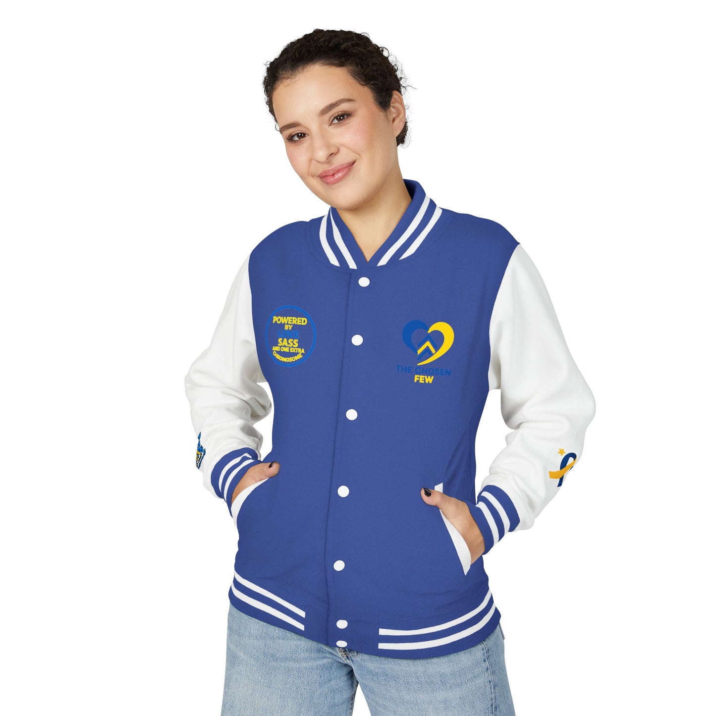Down Syndrome Awareness - "Down Right Perfect!" - Unisex Heavyweight Letterman Jacket (Various Colors!)