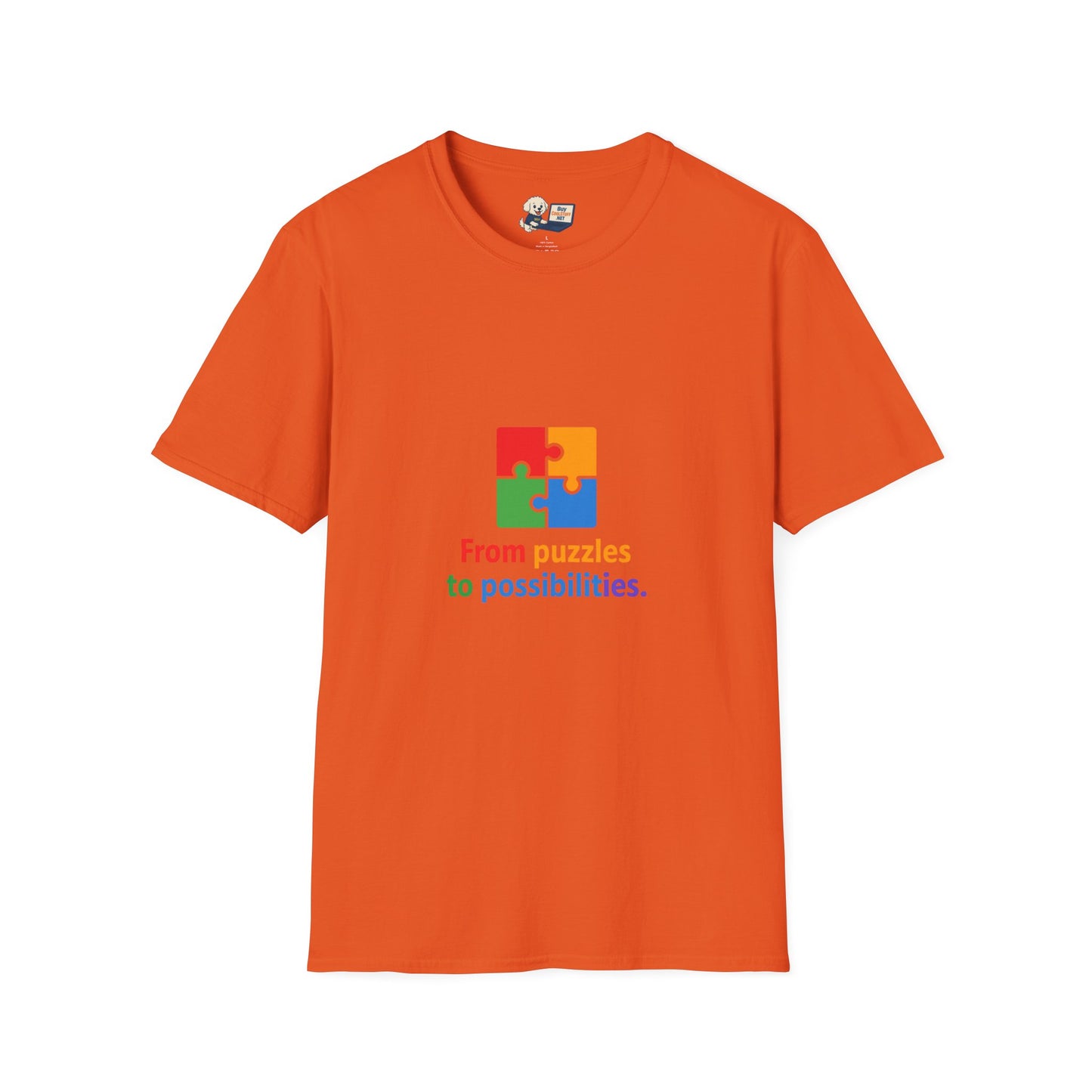Autism Awareness - "From Puzzles to Possibilities" -  Unisex Softstyle T-Shirt (Various Colors)
