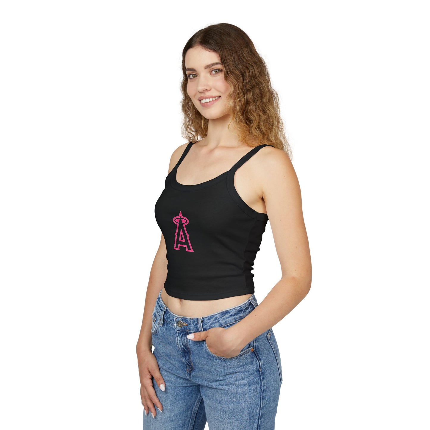 Angels Baseball Spaghetti Strap Tank Top with Pink Logo