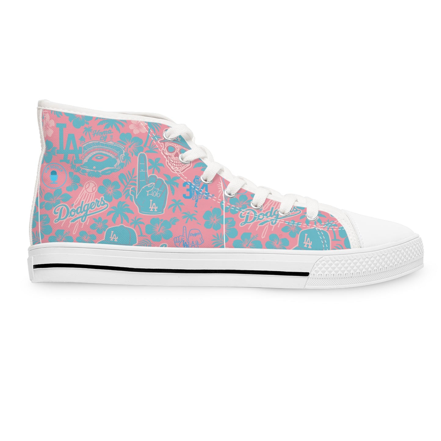 Dodgers Aloha Pink Pattern- Women's High Top Sneakers - Original Design