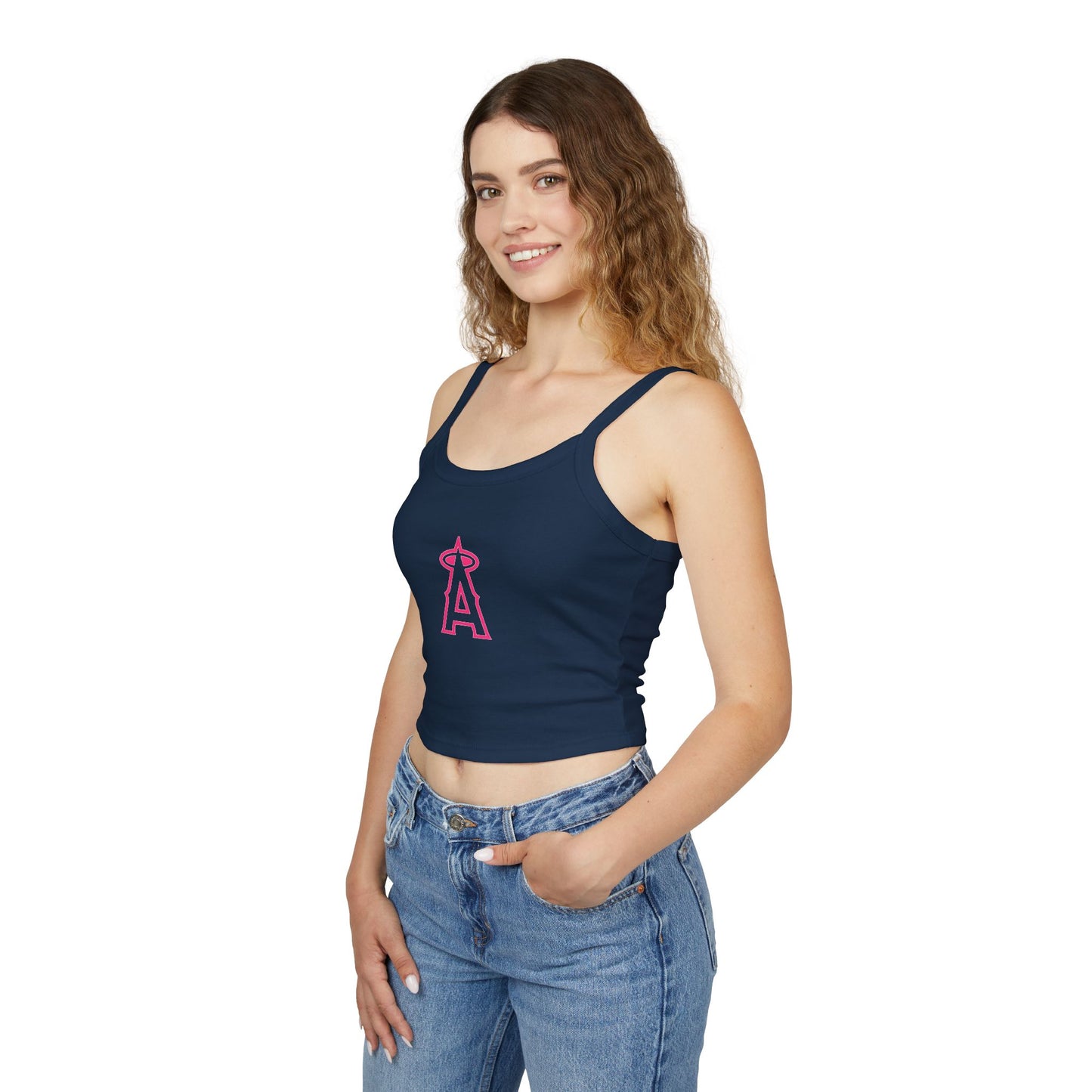 Angels Baseball Spaghetti Strap Tank Top with Pink Logo