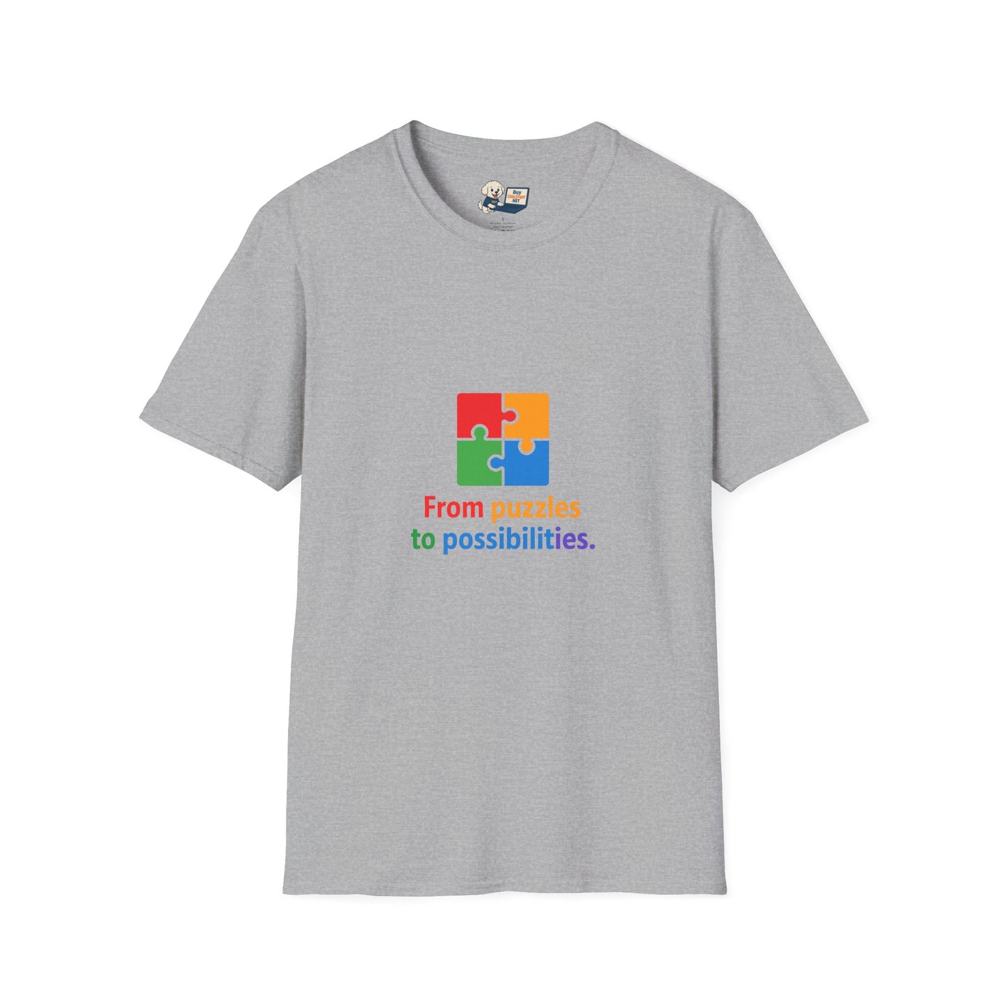 Autism Awareness - "From Puzzles to Possibilities" -  Unisex Softstyle T-Shirt (Various Colors)
