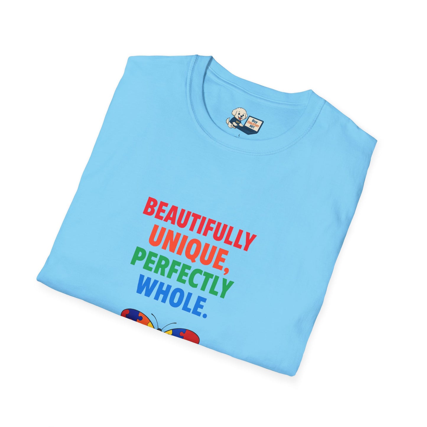 Autism Awareness - "Rainbow Puzzle Piece Butterfly" - Unisex Softstyle T-Shirt (Various Colors)