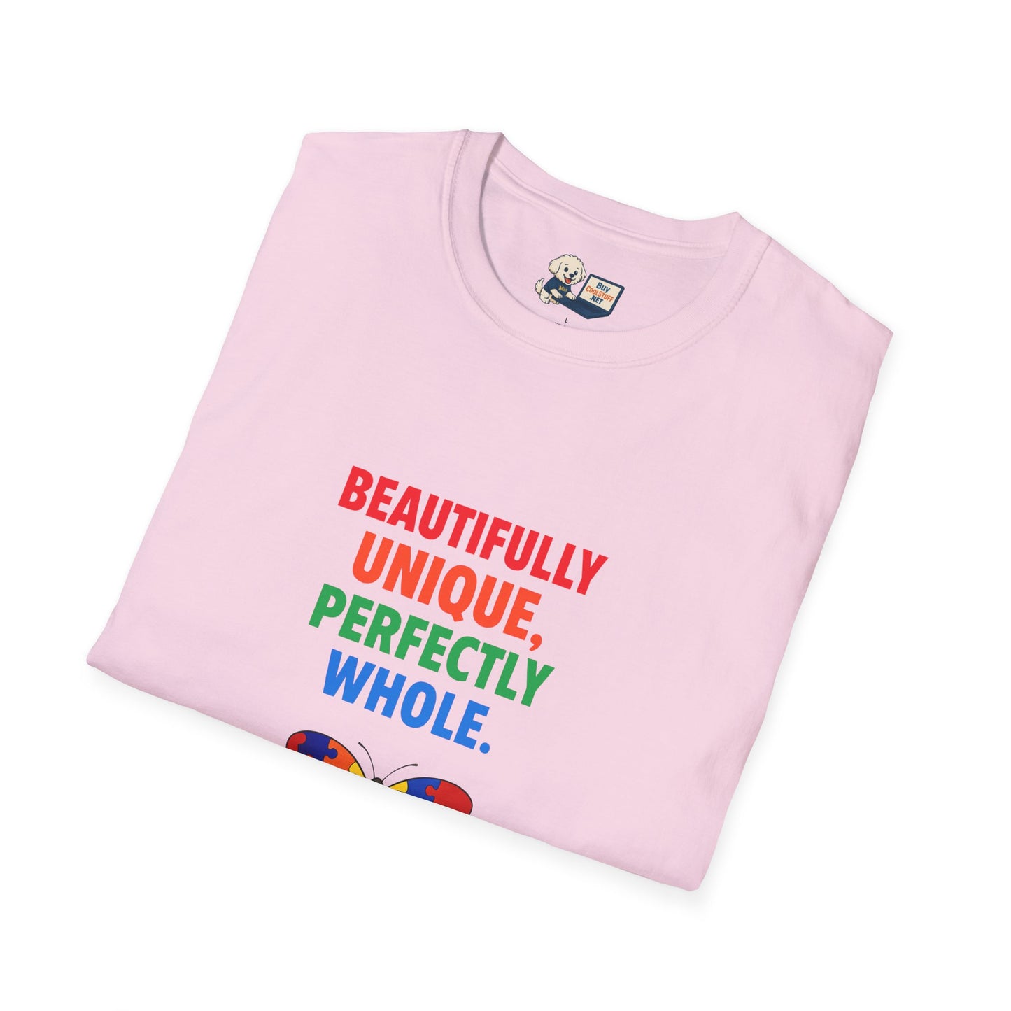Autism Awareness - "Rainbow Puzzle Piece Butterfly" - Unisex Softstyle T-Shirt (Various Colors)