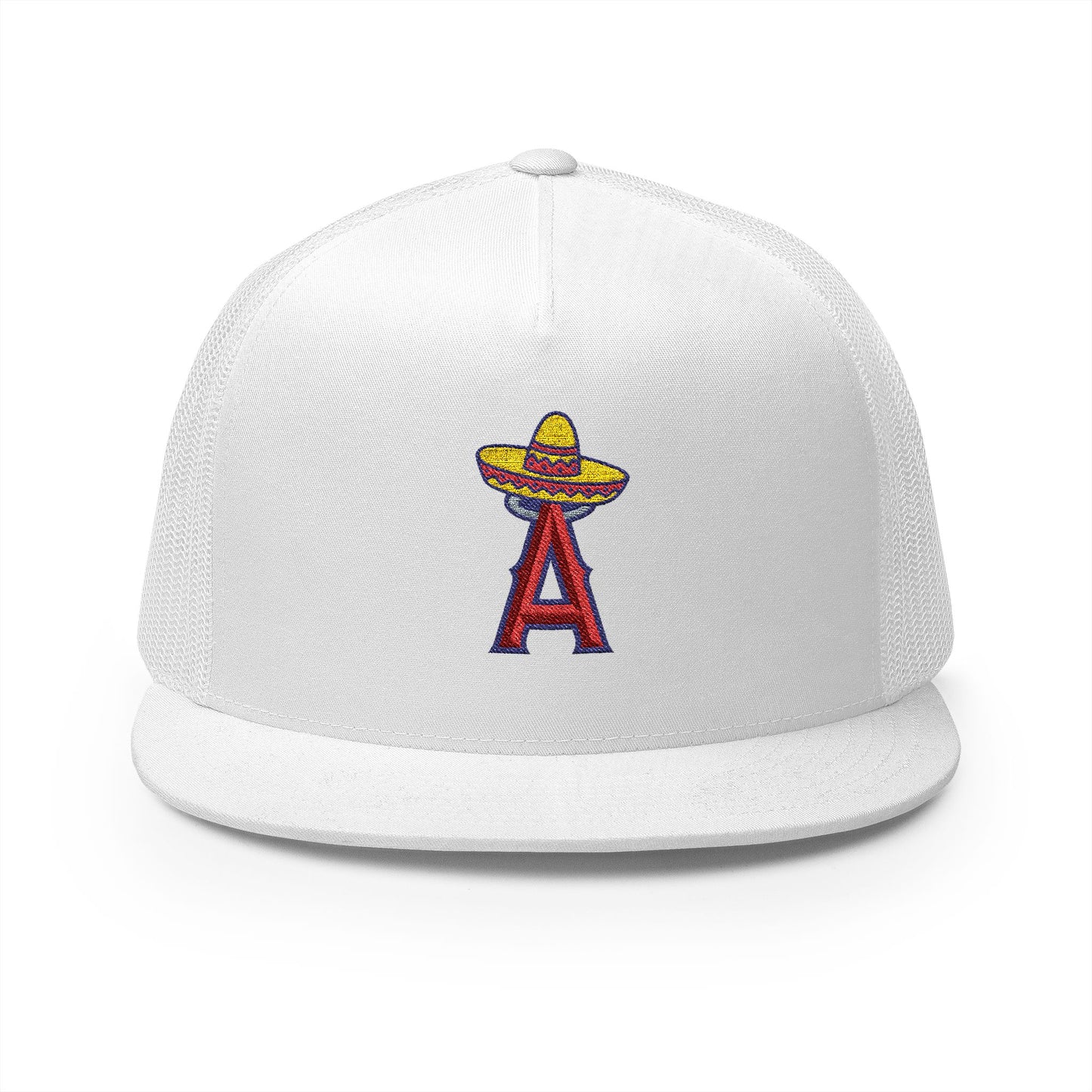 Angels Baseball Embroidered 5 Panel Trucker Cap - Vibrant Sombrero Design