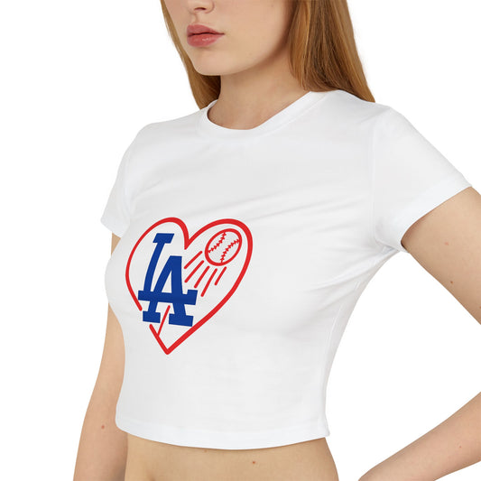 Women's L.A. Baseball Heart Sexy Tee - Cute Floral Design