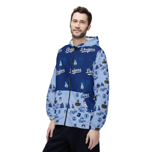 Los Angeles Dodgers "Dodger Blue & Brooklyn Blue Logos" Windbreaker Jacket - Original Design - Perfect for Game Days