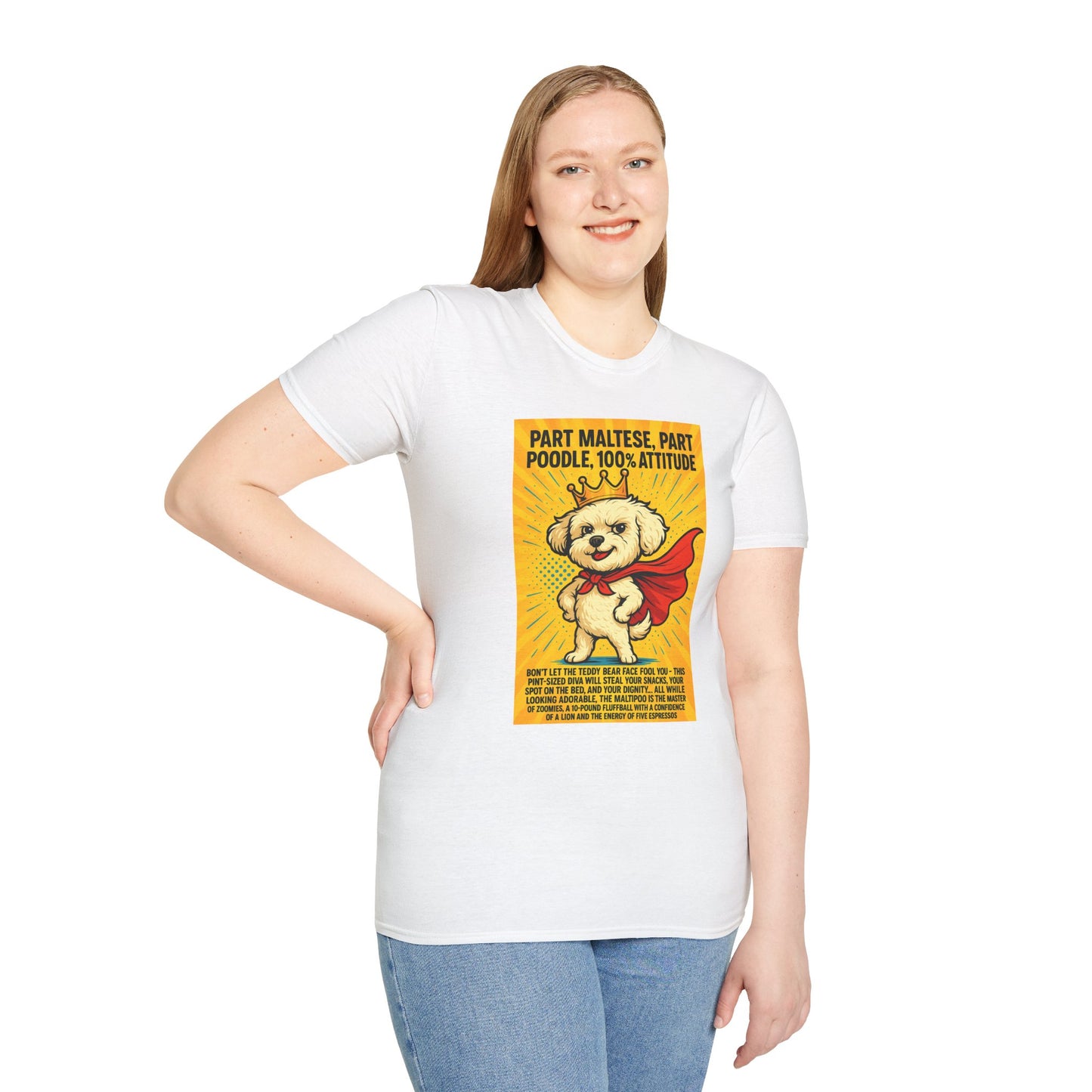 Maltipoo "Superhero" Unisex Softstyle T-Shirt – Perfect Gift for Dog Lovers!