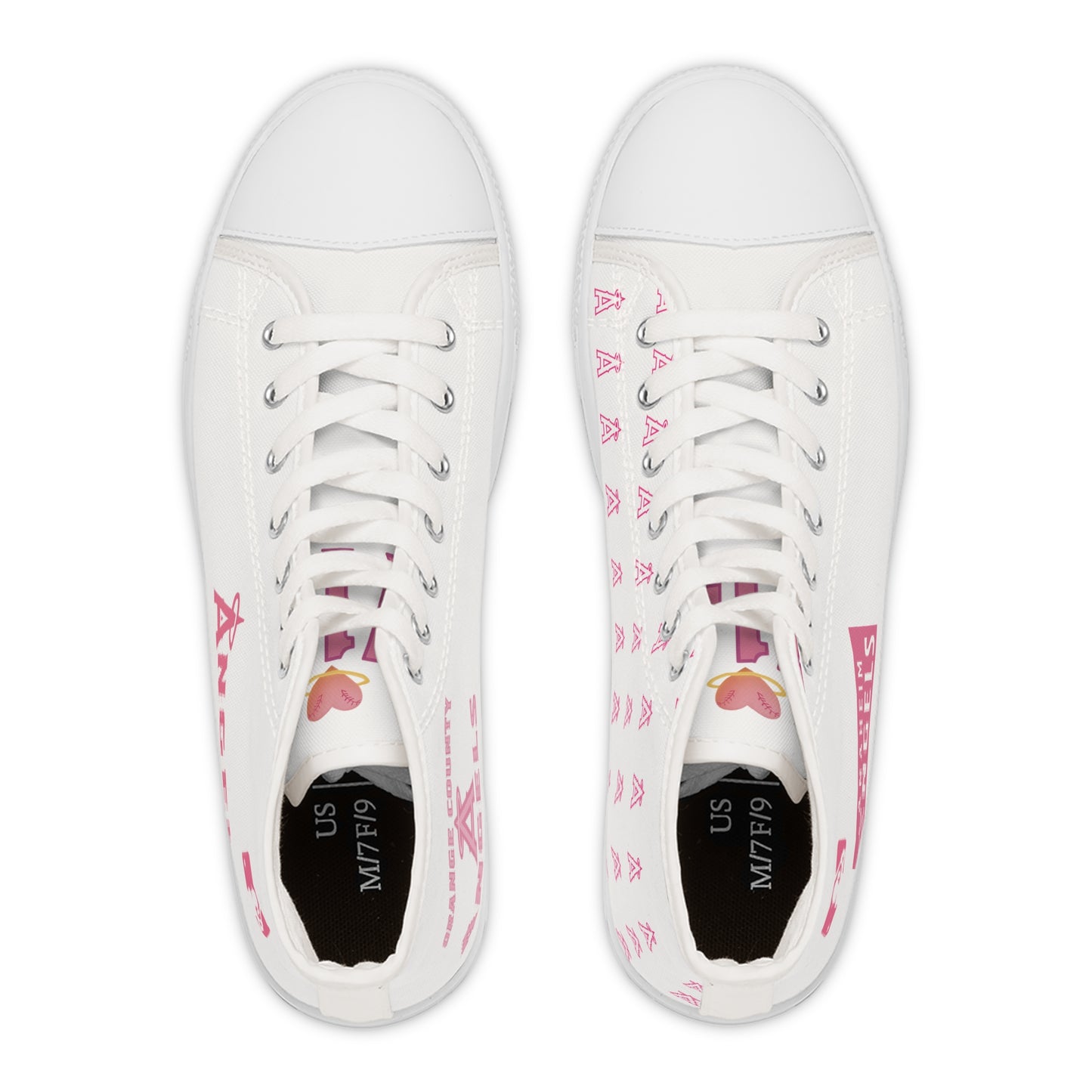 Anaheim Angels Pink Design Women's High Top Sneakers - Original Design