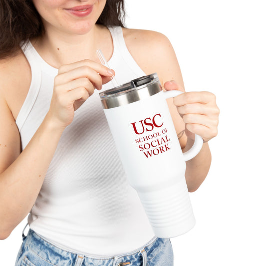 USC School of Social Work Insulated Travel Mug - 40oz Coffee Cup for Professionals & Students