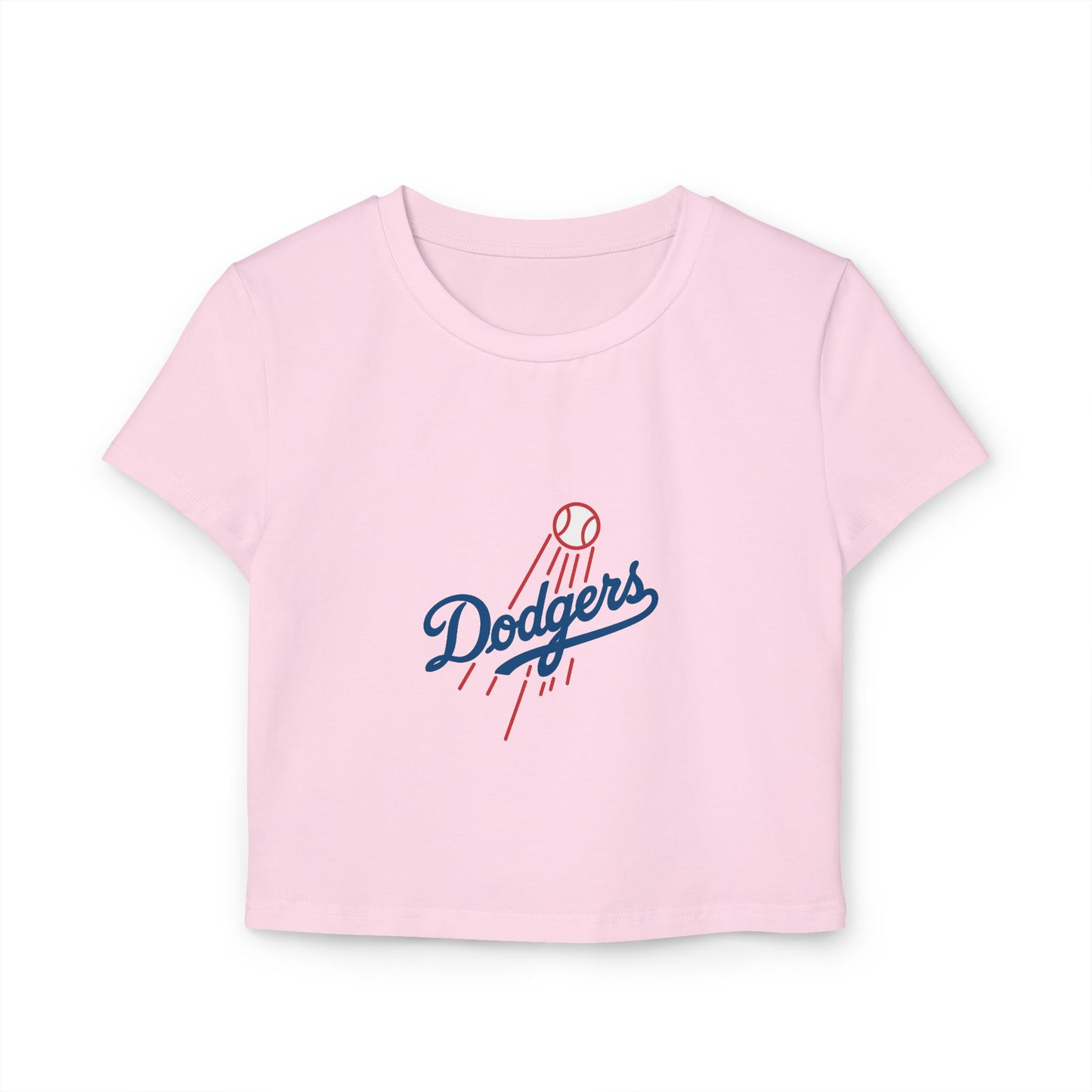 Women's Dodgers Graphic Belly Tee - Casual Baseball Style for Trendy Fans