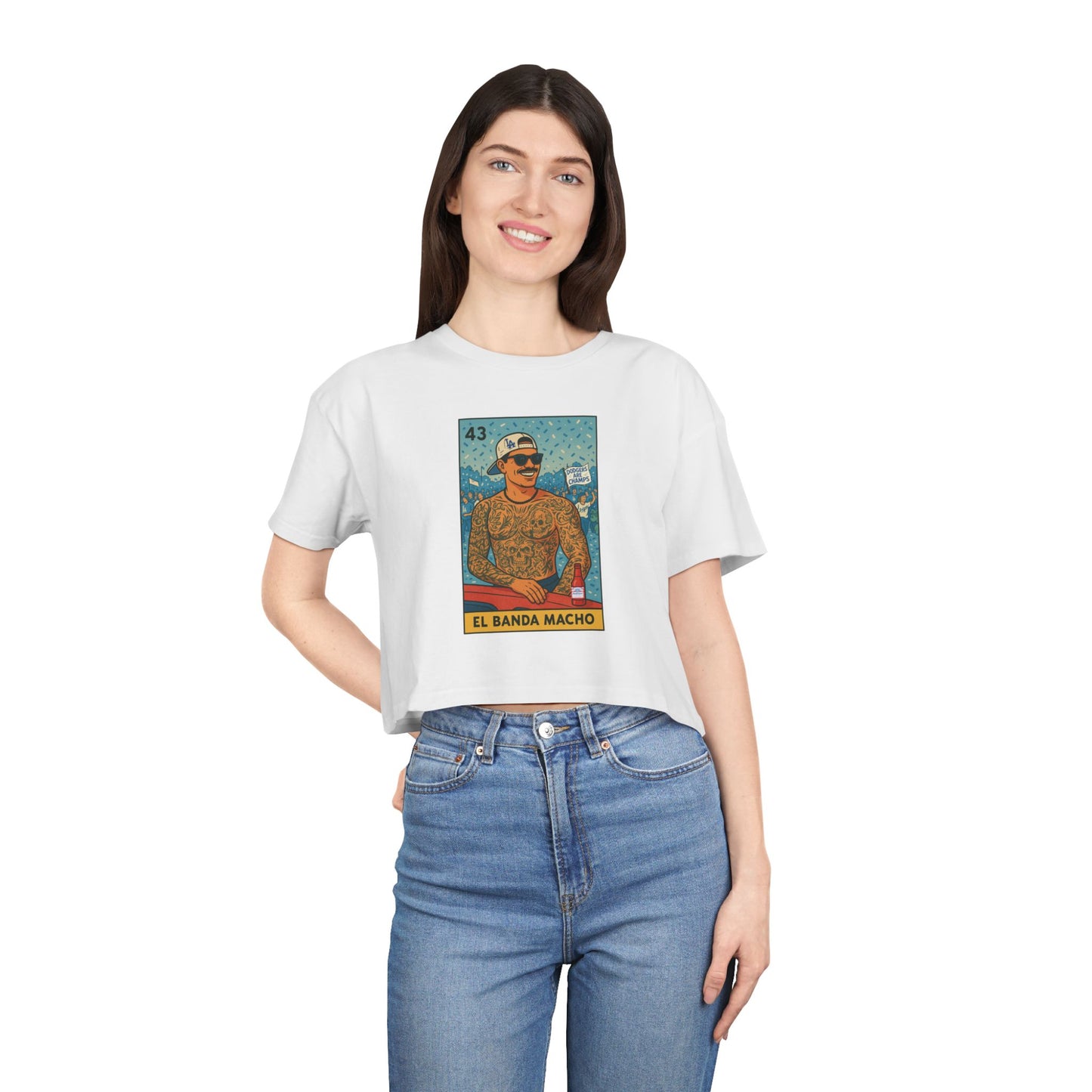 Dodgers-EL BANDA MACHO- Anthony Banda- Women's Crop Tee - El Banda Macho, Cute Summer Top, Casual Wear, Gift for Her, Trendy Fashion